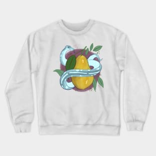 Ball Python Snake in Love with a Green Pear Crewneck Sweatshirt